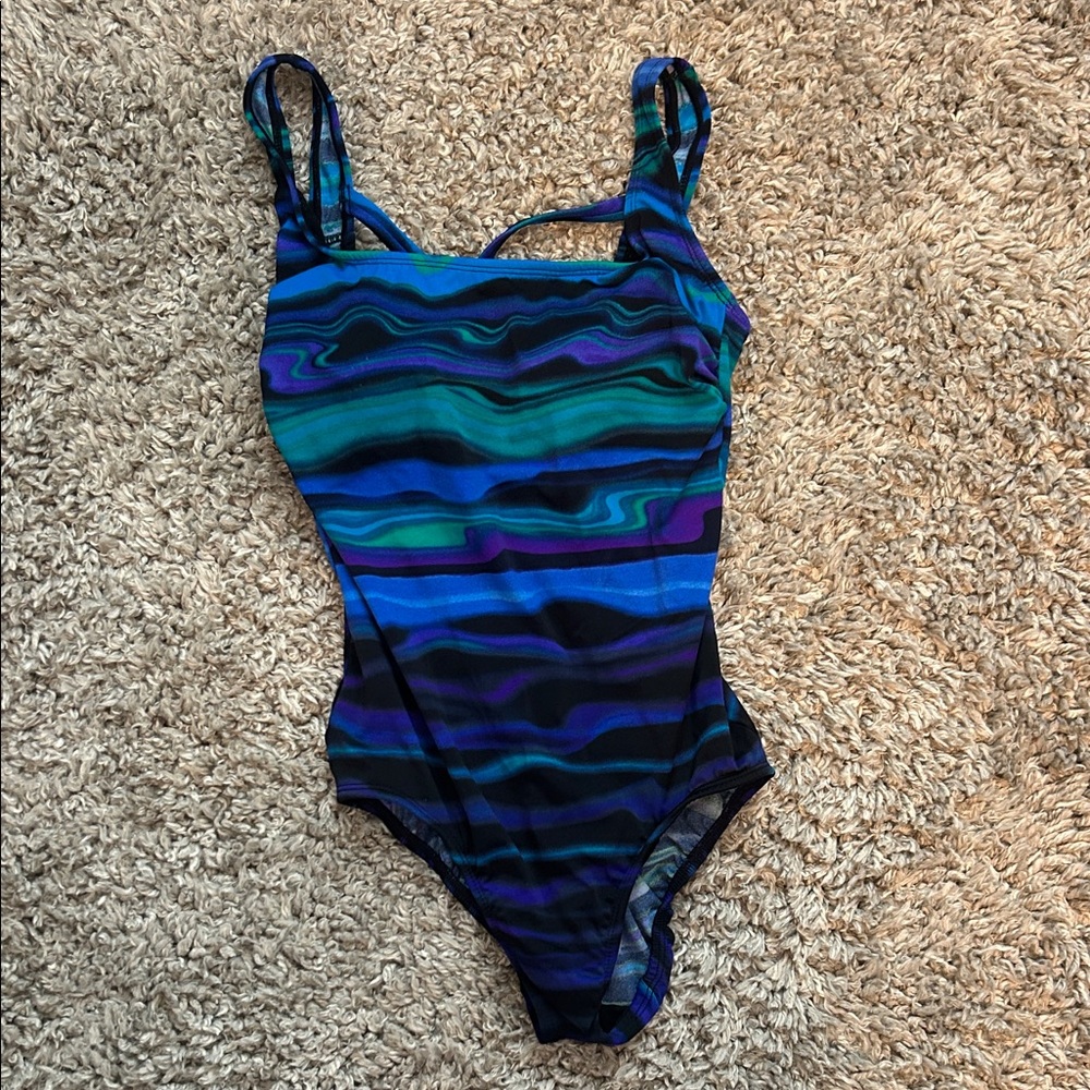 Vibrant Ocean Waves Women Swim One Piece